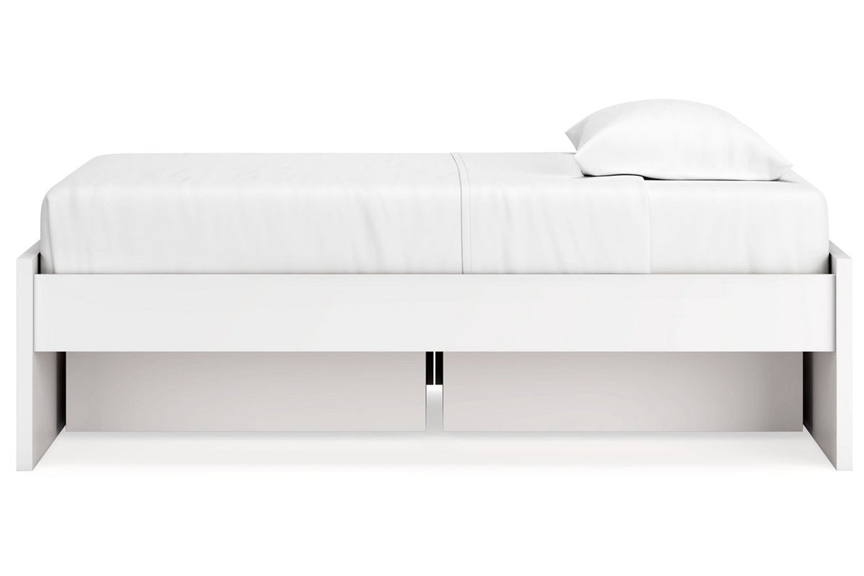 Onita White Twin Platform Bed with 1 Side Storage