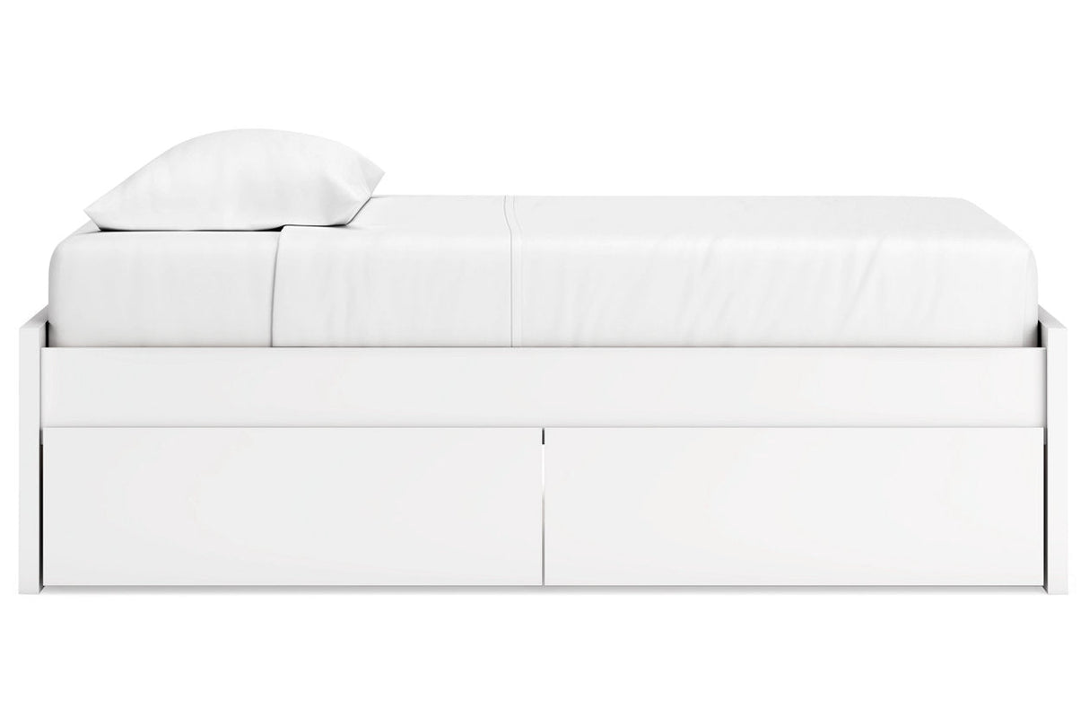 Onita White Twin Platform Bed with 1 Side Storage