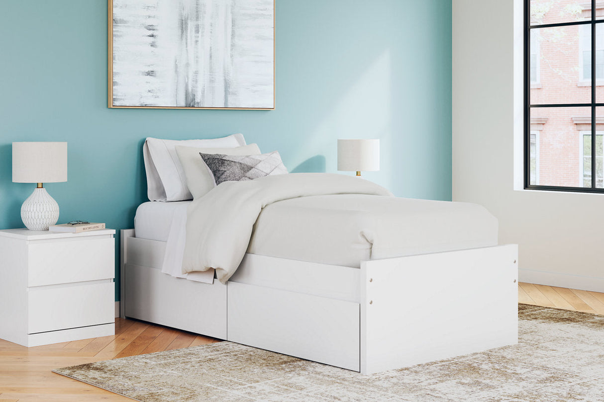 Onita White Twin Platform Bed with 1 Side Storage