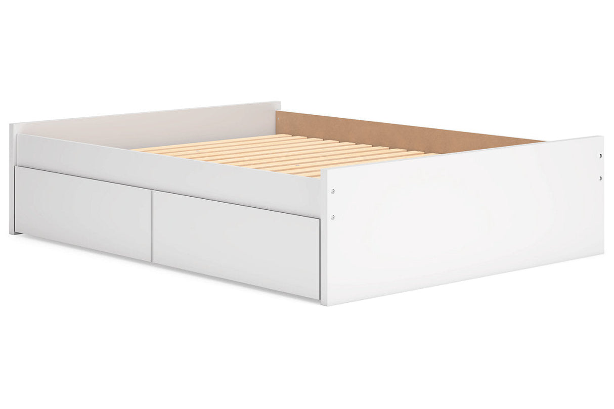 Onita White Queen Platform Bed with 2 Side Storage