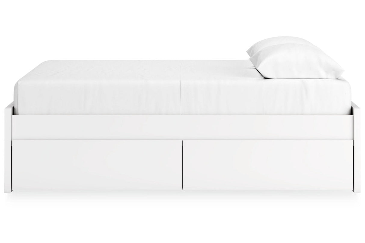 Onita White Queen Platform Bed with 2 Side Storage