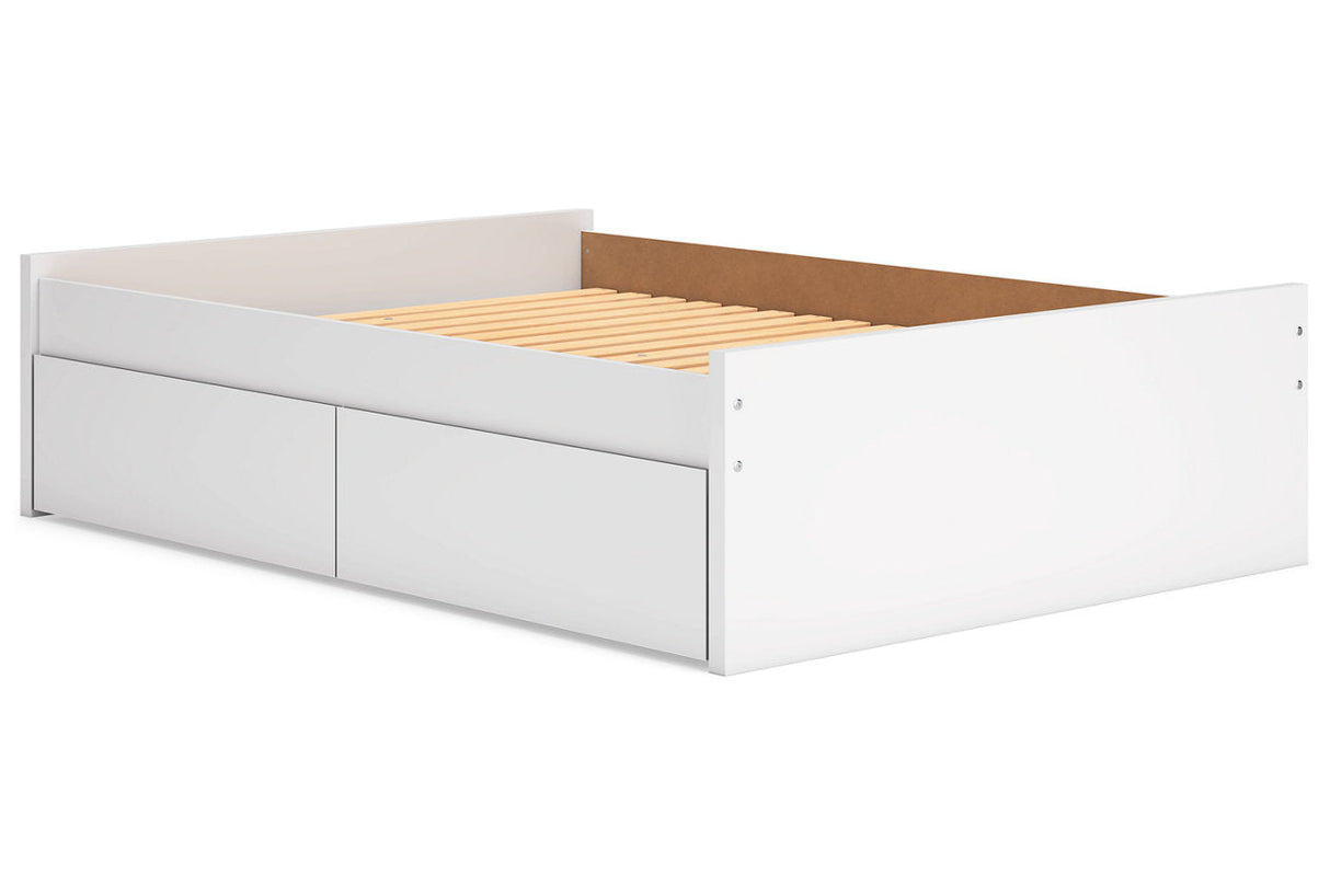 Onita White Full Platform Bed with 1 Side Storage