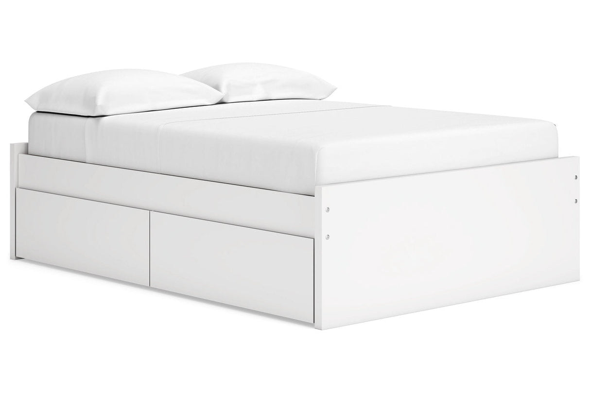 Onita White Full Platform Bed with 1 Side Storage