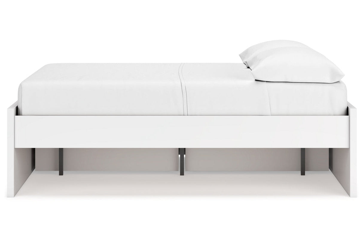 Onita White Full Platform Bed with 1 Side Storage