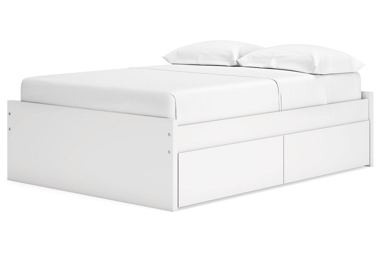 Onita White Full Platform Bed with 2 Side Storage