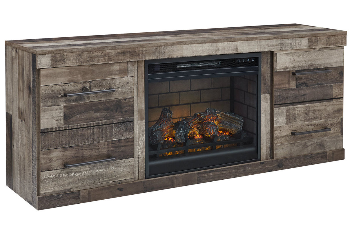 Derekson Multi Gray TV Stand with Electric Fireplace