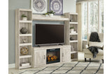 Bellaby Whitewash 4-Piece Entertainment Center with Electric Fireplace