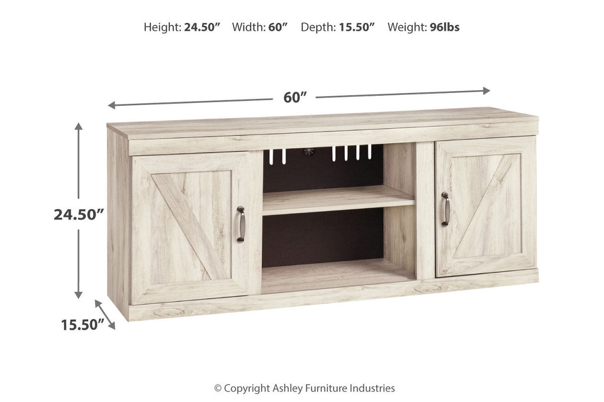 Bellaby Whitewash 4-Piece Entertainment Center with Electric Fireplace