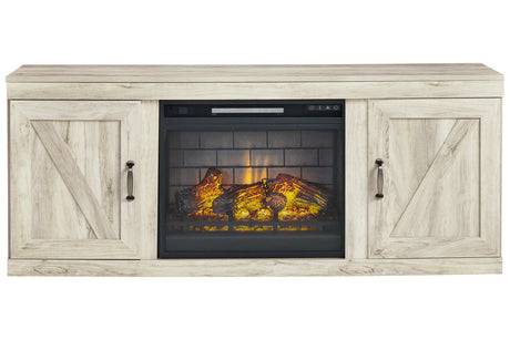 Bellaby Whitewash TV Stand with Electric Fireplace