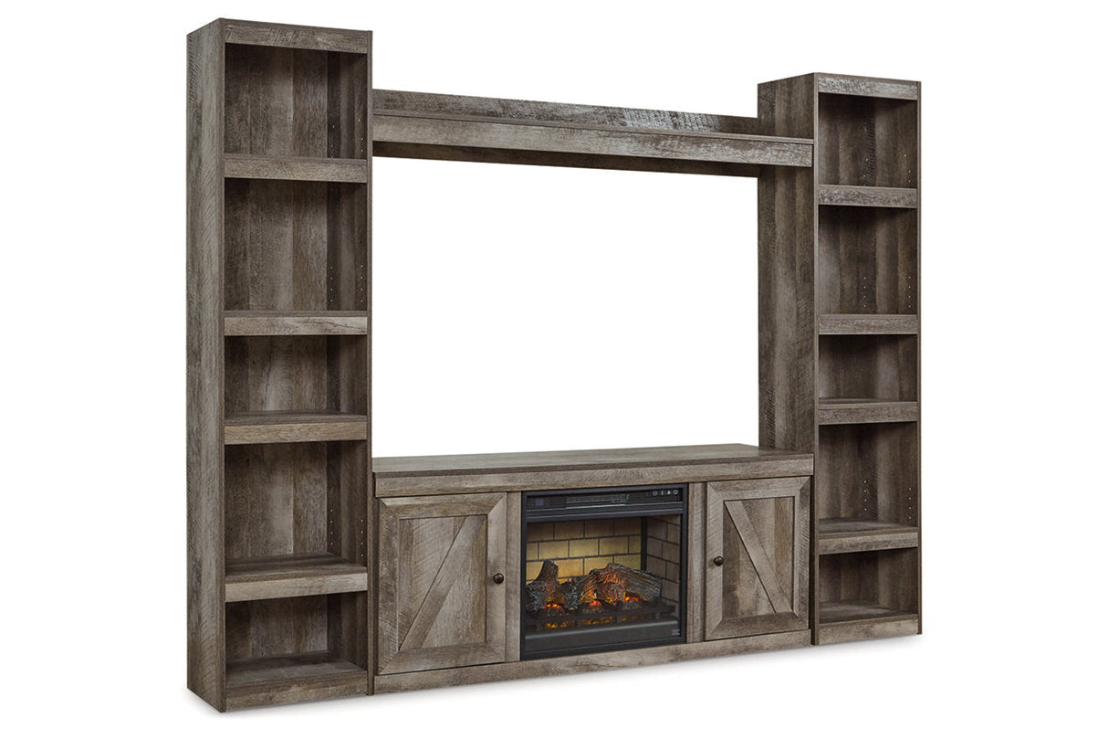 Wynnlow Gray 4-Piece Entertainment Center with Electric Fireplace