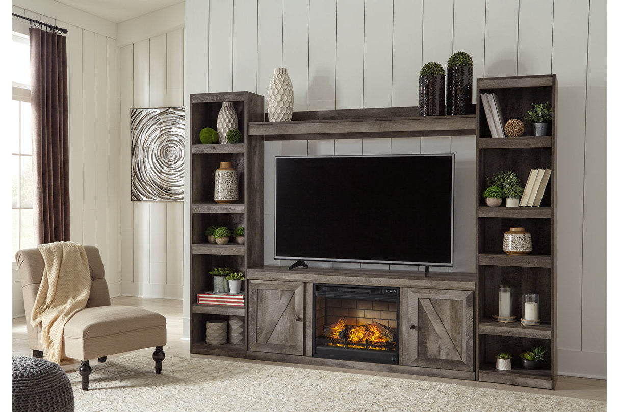 Wynnlow Gray 4-Piece Entertainment Center with Electric Fireplace