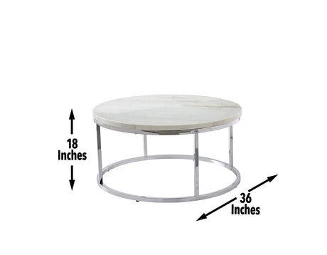 Echo White Marble Top Round Cocktail Table by Steve Silver at Eve Furniture