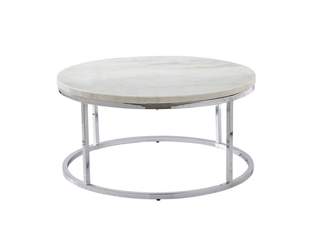 Echo White Marble Top Round Cocktail Table by Steve Silver at Eve Furniture