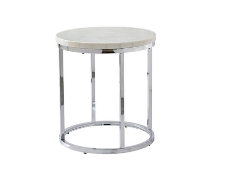 Echo White Marble Top Round End Table by Steve Silver at Eve Furniture