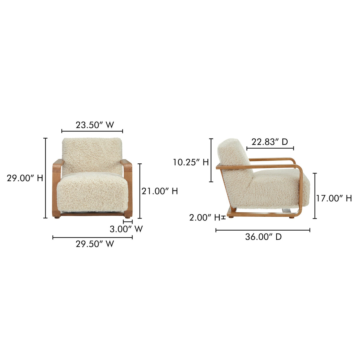 Eckersley Cream Lounge Chair by Moe's Home at Eve Furniture