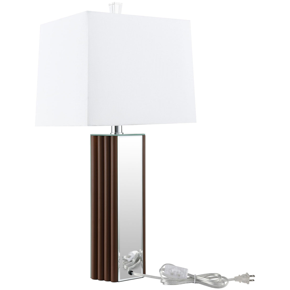 Elena Brown 30-inch Square Tapered Mirrored Table Lamp by Coaster at Eve Furniture
