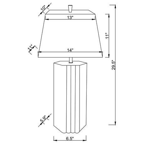 Elena Brown 30-inch Square Tapered Mirrored Table Lamp by Coaster at Eve Furniture