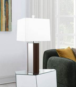 Elena Brown 30-inch Square Tapered Mirrored Table Lamp by Coaster at Eve Furniture