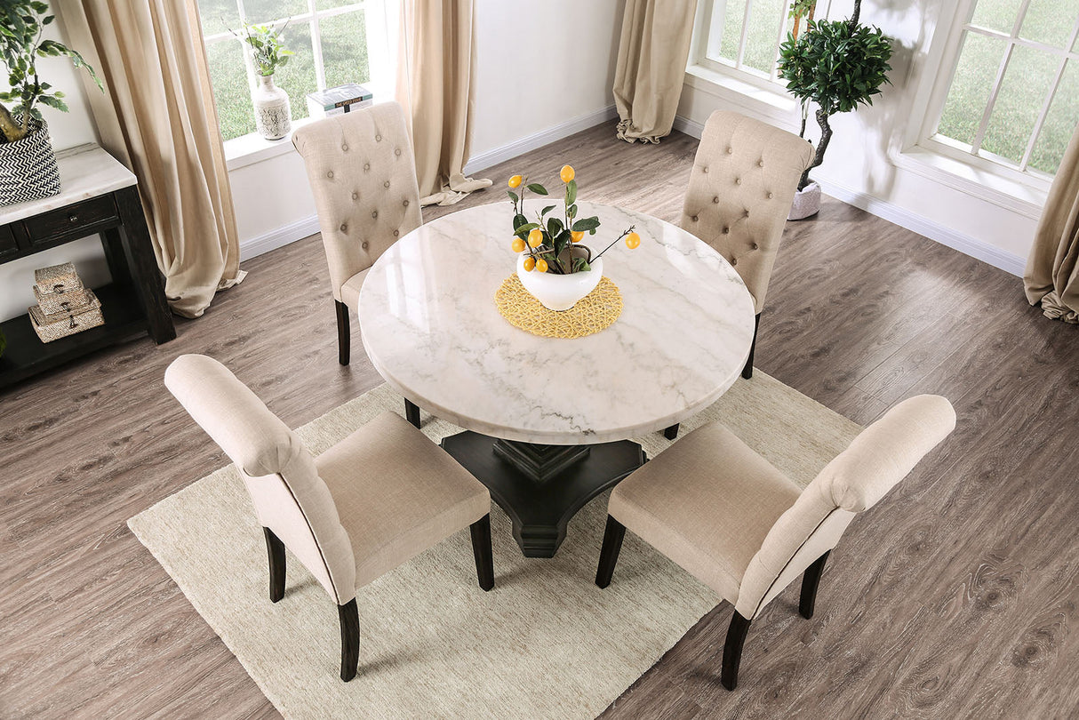 Elfredo White/Antique Black Round Table by Furniture of America at Eve Furniture