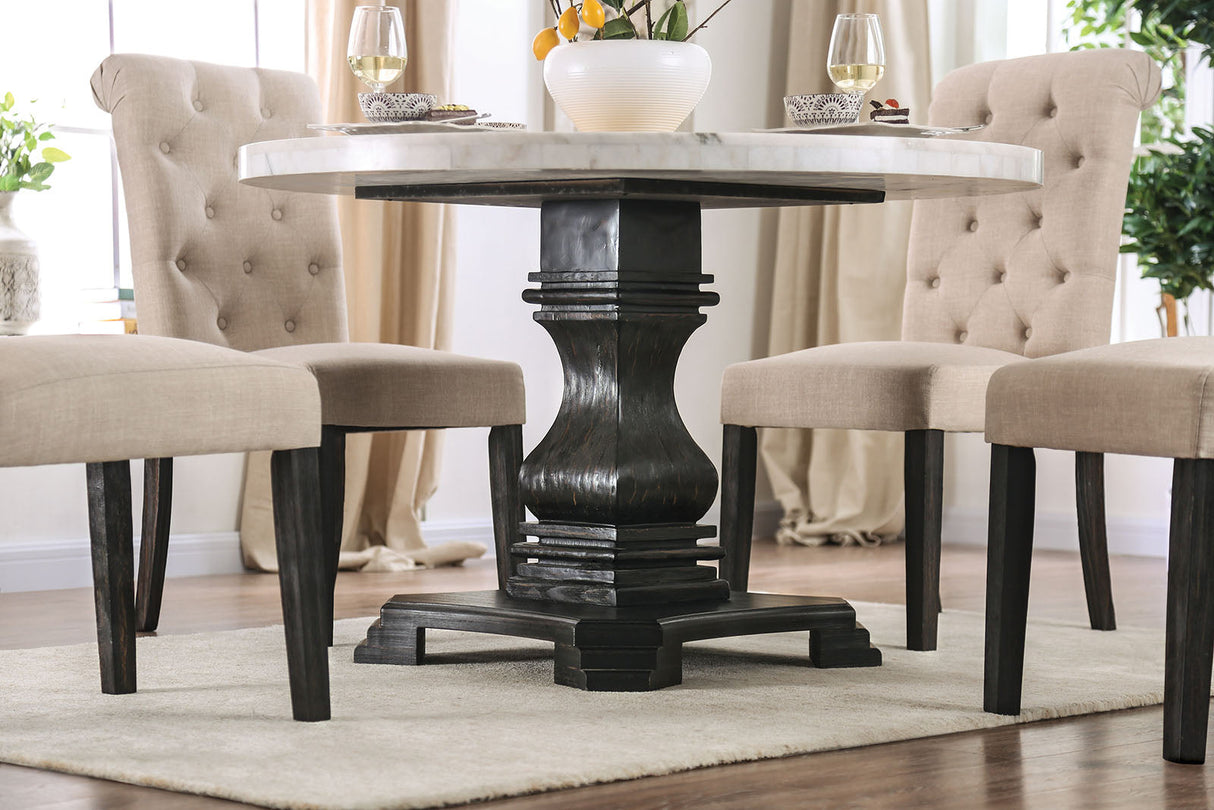 Elfredo White/Antique Black Round Table by Furniture of America at Eve Furniture