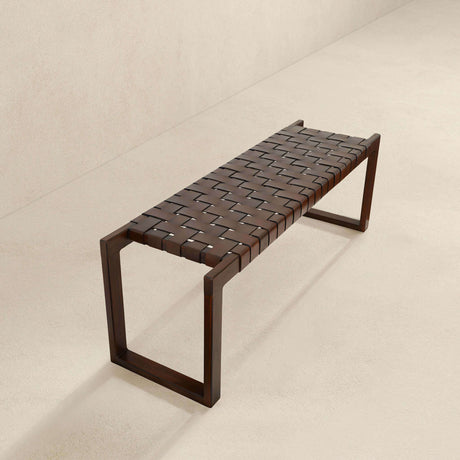 Christina Tan Leather Bench by Ashcroft Imports at Eve Furniture