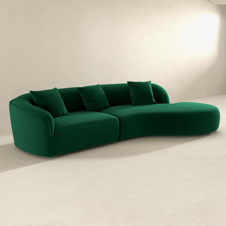 Elijah Dark Green Japandi Style Curvy Sectional Sofa 126" by Ashcroft Imports at Eve Furniture