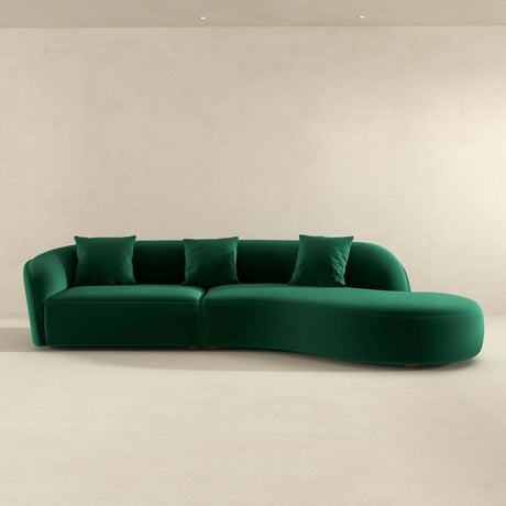 Elijah Dark Green Japandi Style Curvy Sectional Sofa 126" by Ashcroft Imports at Eve Furniture