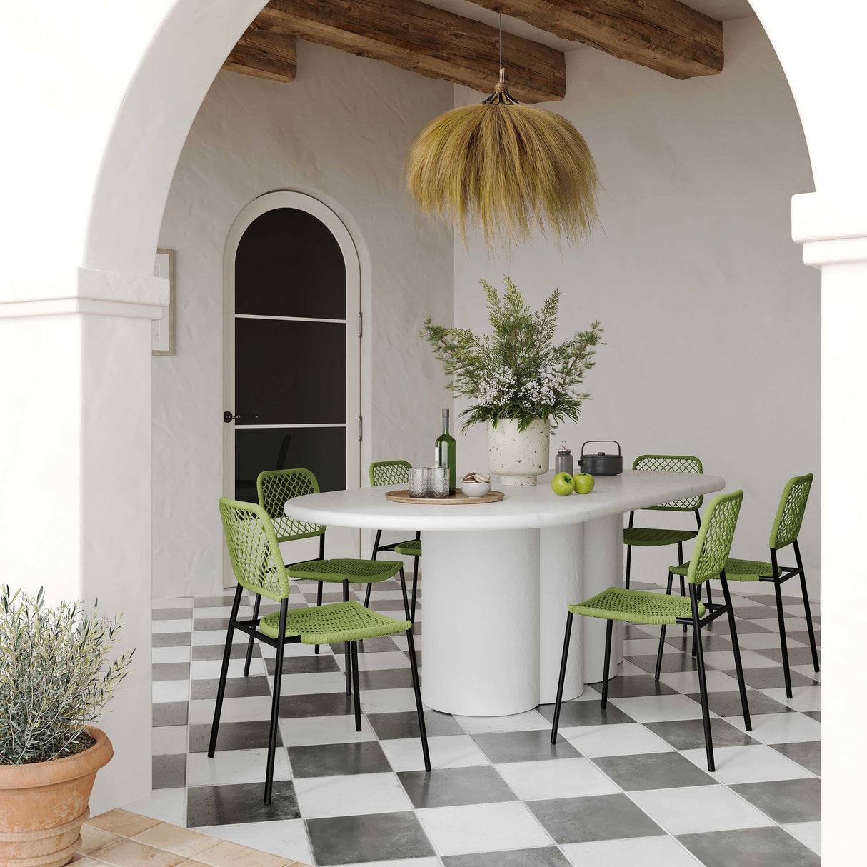 Elika Faux Plaster Indoor / Outdoor 80" Oval Dining Table by TOV Furniture at Eve Furniture