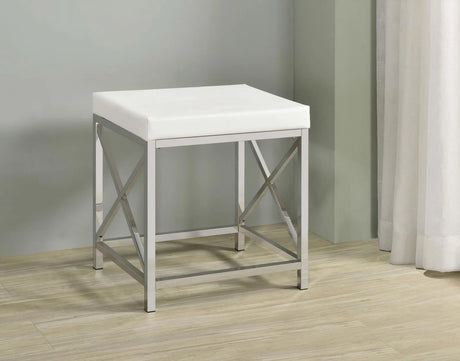 Eliza White and Chrome 2-piece Vanity Set with Hollywood Lighting by Coaster at Eve Furniture