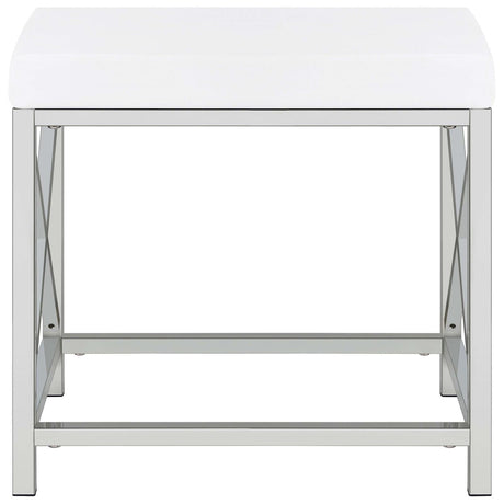 Eliza White and Chrome 2-piece Vanity Set with Hollywood Lighting by Coaster at Eve Furniture