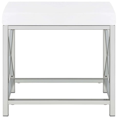 Eliza White and Chrome 2-piece Vanity Set with Hollywood Lighting by Coaster at Eve Furniture