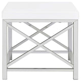 Eliza White and Chrome 2-piece Vanity Set with Hollywood Lighting by Coaster at Eve Furniture