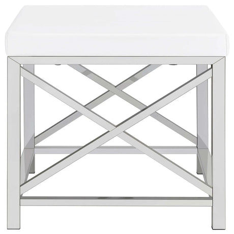 Eliza White and Chrome 2-piece Vanity Set with Hollywood Lighting by Coaster at Eve Furniture