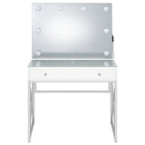 Eliza White and Chrome 2-piece Vanity Set with Hollywood Lighting by Coaster at Eve Furniture