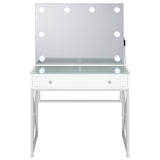 Eliza White and Chrome 2-piece Vanity Set with Hollywood Lighting by Coaster at Eve Furniture