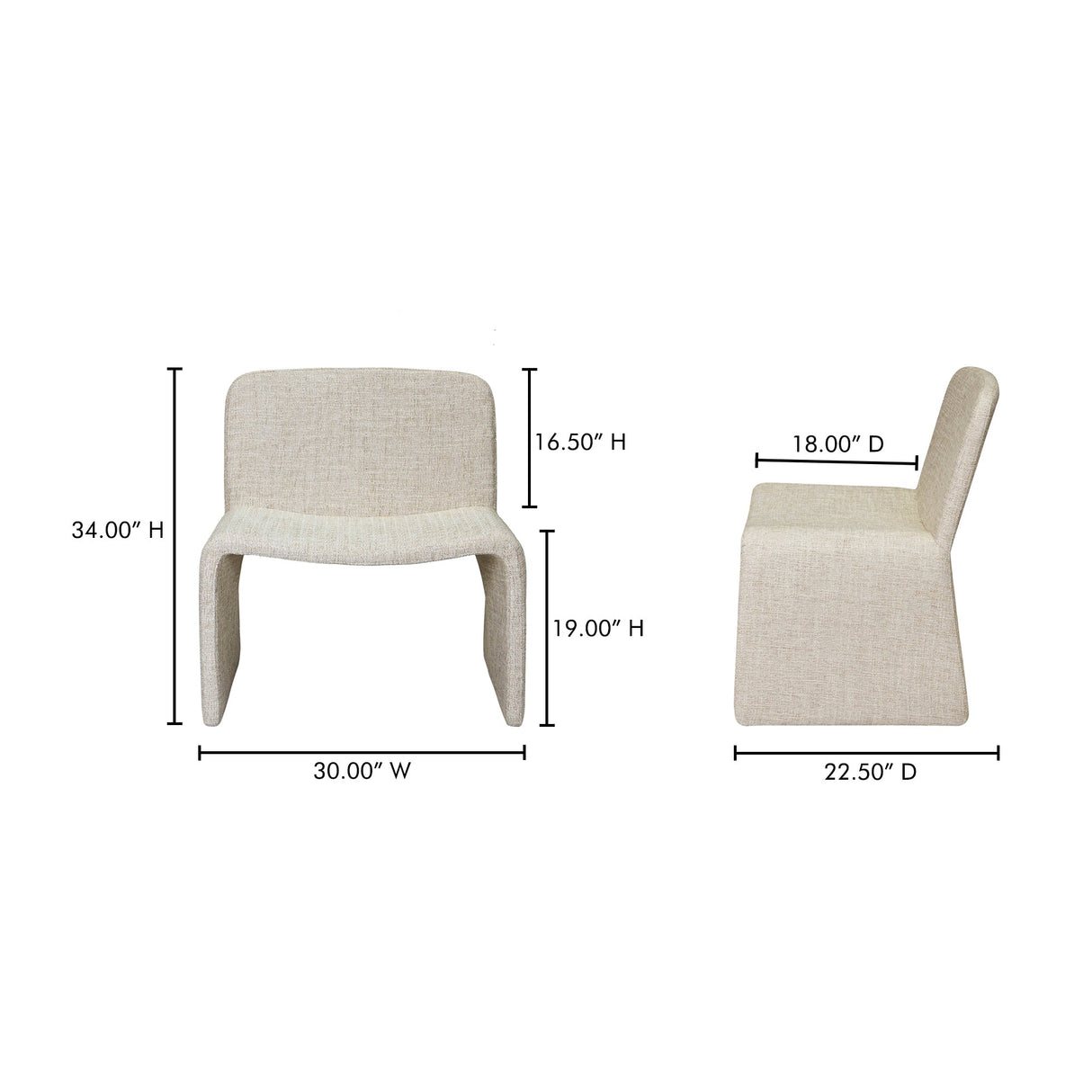 Ella Beige Accent Chair by Moe's Home at Eve Furniture