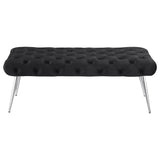 Ella Black Upholstered Tufted Bench Stainless Steel Legs by Coaster at Eve Furniture
