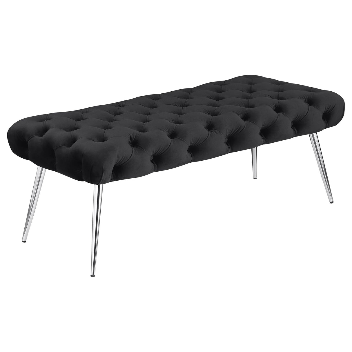 Ella Black Upholstered Tufted Bench Stainless Steel Legs by Coaster at Eve Furniture