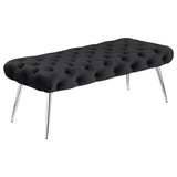 Ella Black Upholstered Tufted Bench Stainless Steel Legs by Coaster at Eve Furniture