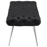 Ella Black Upholstered Tufted Bench Stainless Steel Legs by Coaster at Eve Furniture