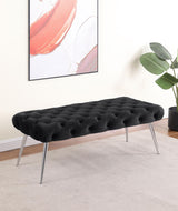 Ella Black Upholstered Tufted Bench Stainless Steel Legs by Coaster at Eve Furniture