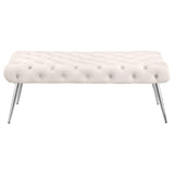 Ella Ivory Upholstered Tufted Bench Stainless Steel Legs by Coaster at Eve Furniture