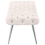 Ella Ivory Upholstered Tufted Bench Stainless Steel Legs by Coaster at Eve Furniture