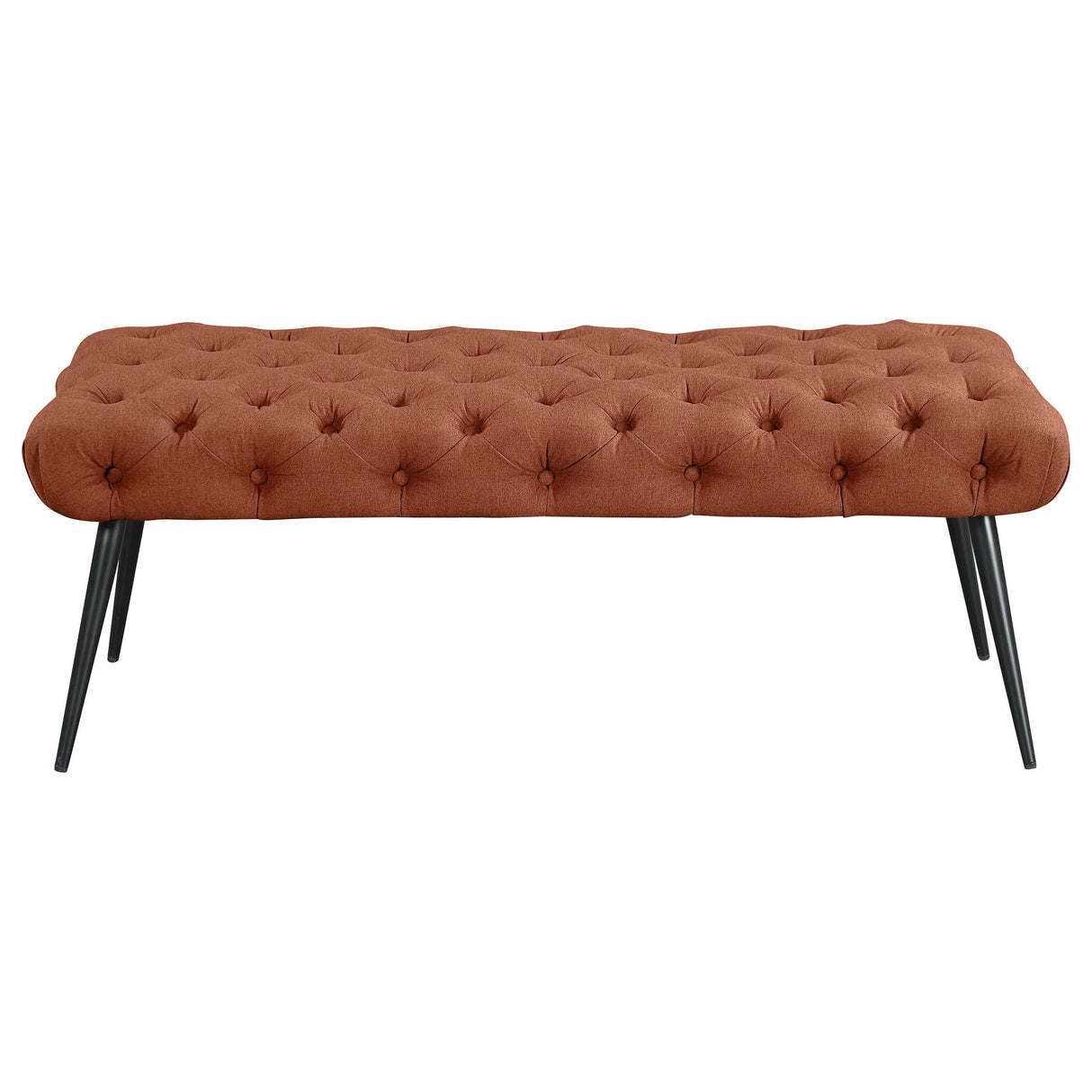 Ella Rust Upholstered Tufted Bench Stainless Steel Legs by Coaster at Eve Furniture