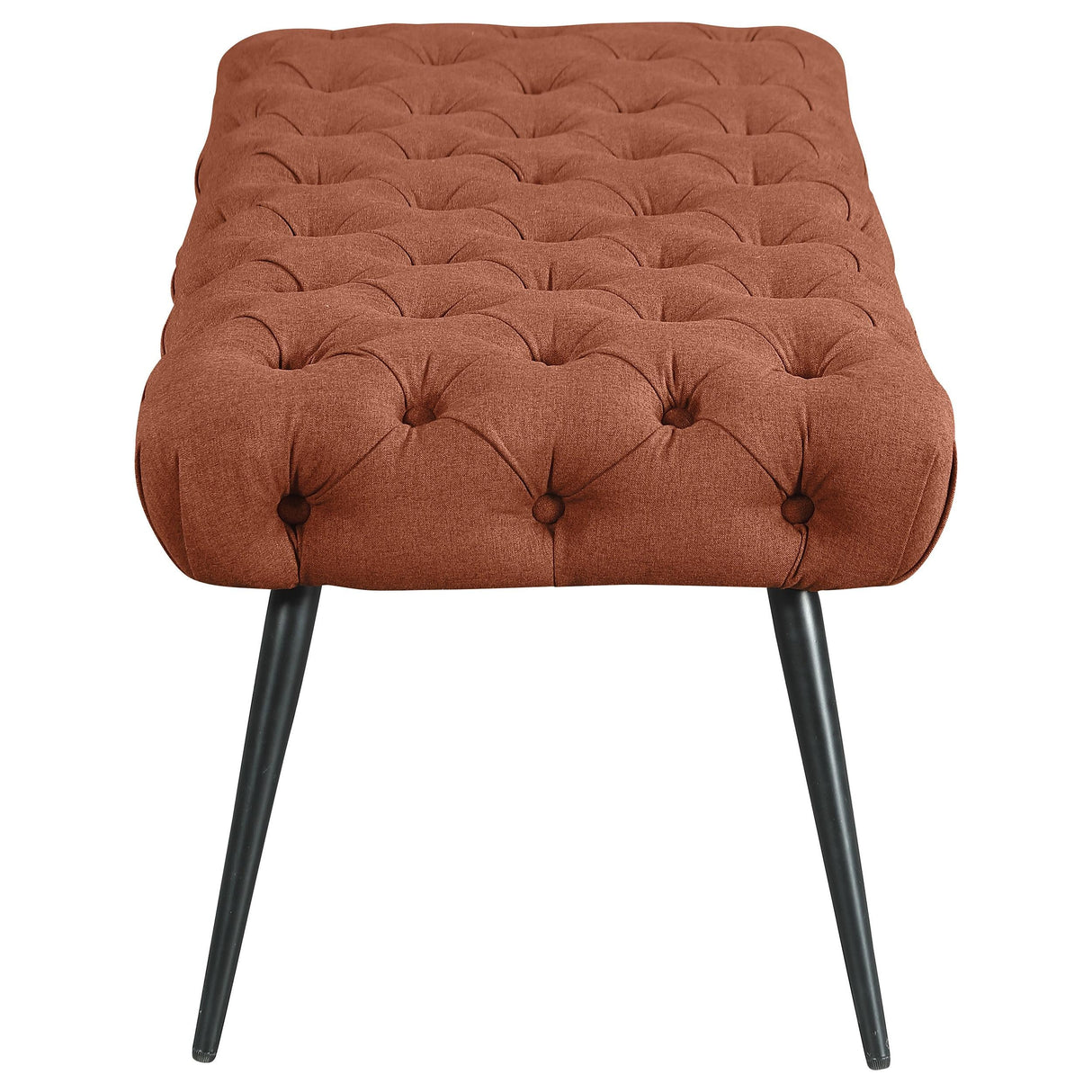 Ella Rust Upholstered Tufted Bench Stainless Steel Legs by Coaster at Eve Furniture