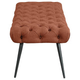 Ella Rust Upholstered Tufted Bench Stainless Steel Legs by Coaster at Eve Furniture