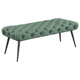 Ella Teal Upholstered Tufted Bench Stainless Steel Legs by Coaster at Eve Furniture