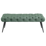 Ella Teal Upholstered Tufted Bench Stainless Steel Legs by Coaster at Eve Furniture