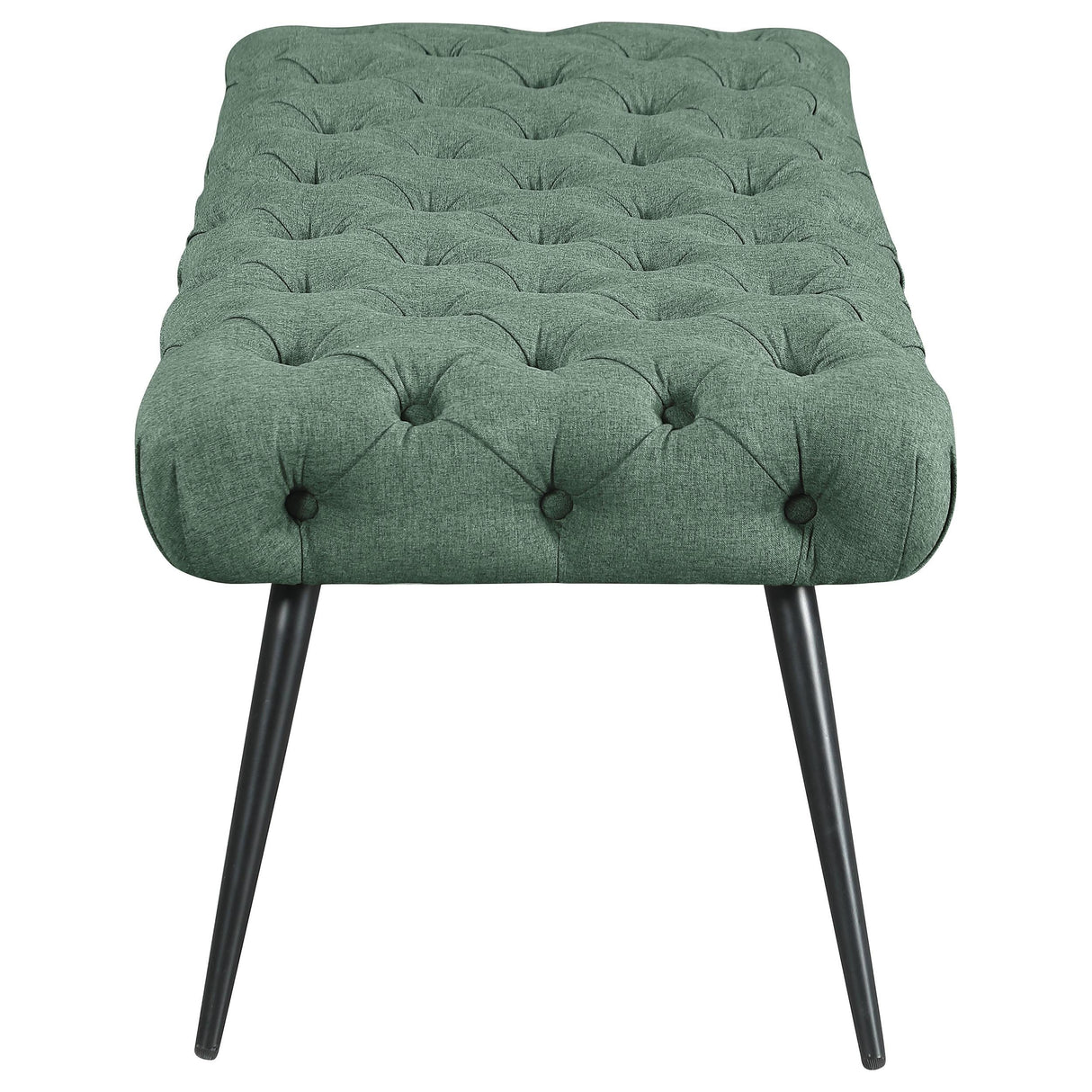 Ella Teal Upholstered Tufted Bench Stainless Steel Legs by Coaster at Eve Furniture