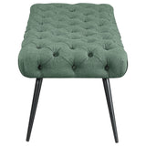 Ella Teal Upholstered Tufted Bench Stainless Steel Legs by Coaster at Eve Furniture